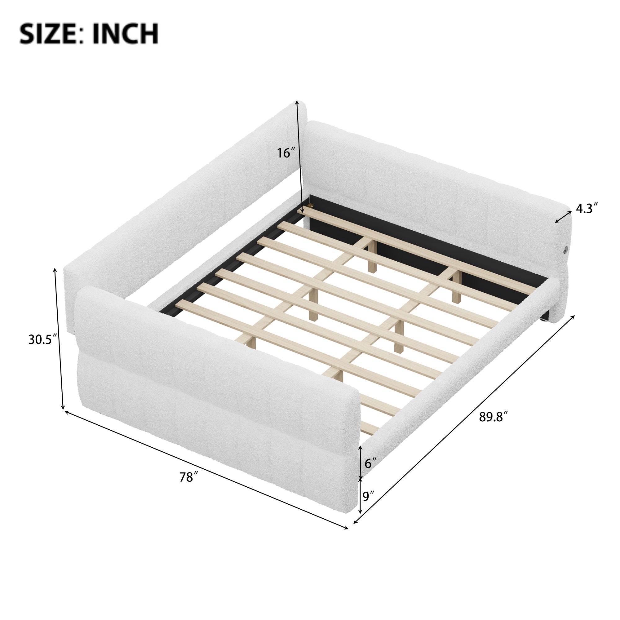 Upholstered Platform Bed With USB Charging