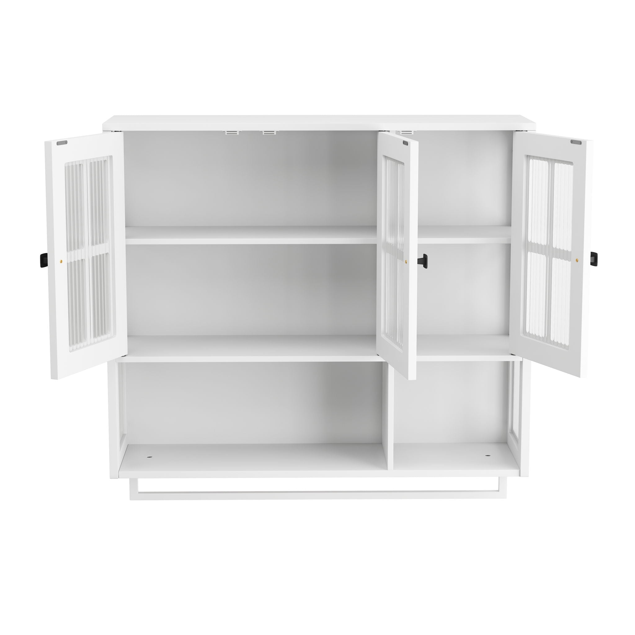 3 Door Wall Cabinet With Glass Door And Towel Bar