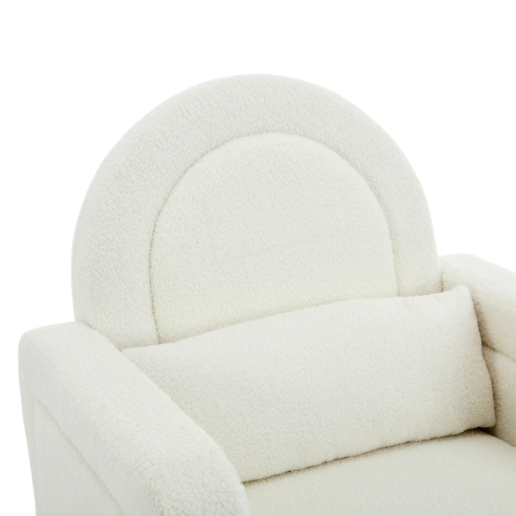 Accent Rocking Chair With Curved Back & Pillow, Base, Ultimate Comfort For Living Room Or Nursery - Cream White