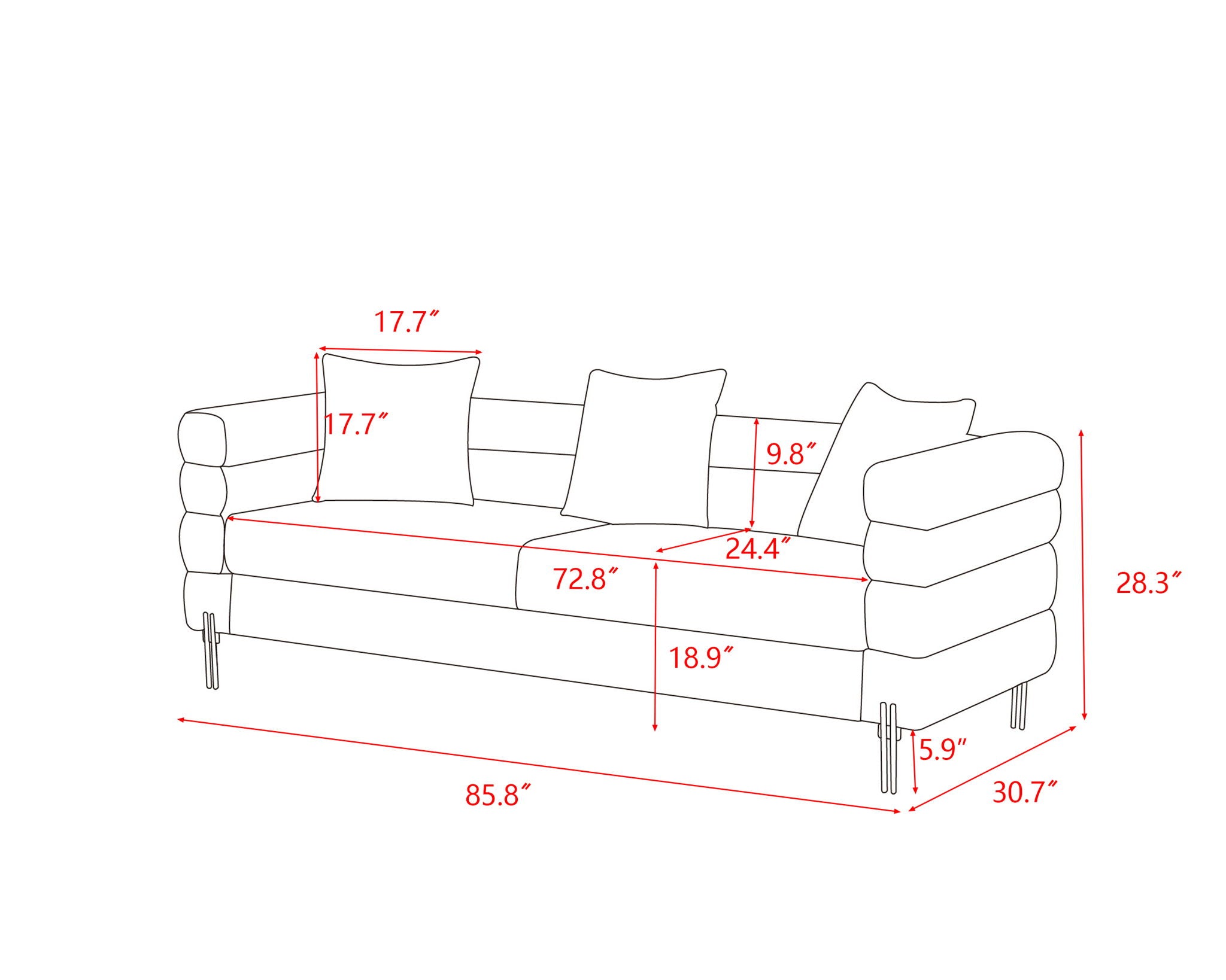 Modern Luxurious And Comfortable Upholstered Sofa
