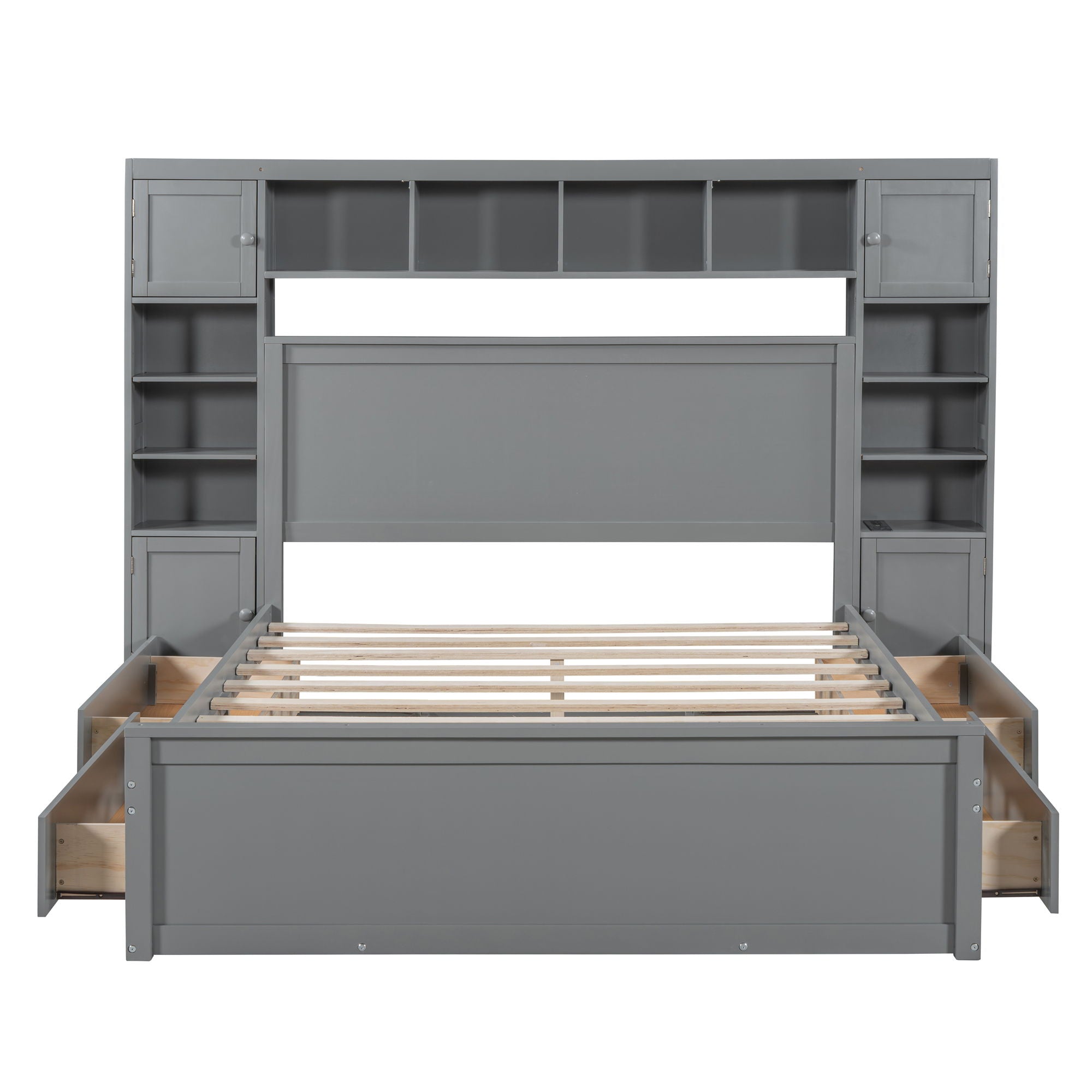 Bed With All In One Cabinet, Shelf And Sockets