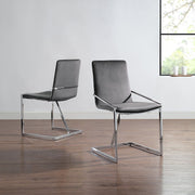 ACME Zlatan - Side Chair (Set of 2) - Gray Velvet & Chrome | Meri Furniture