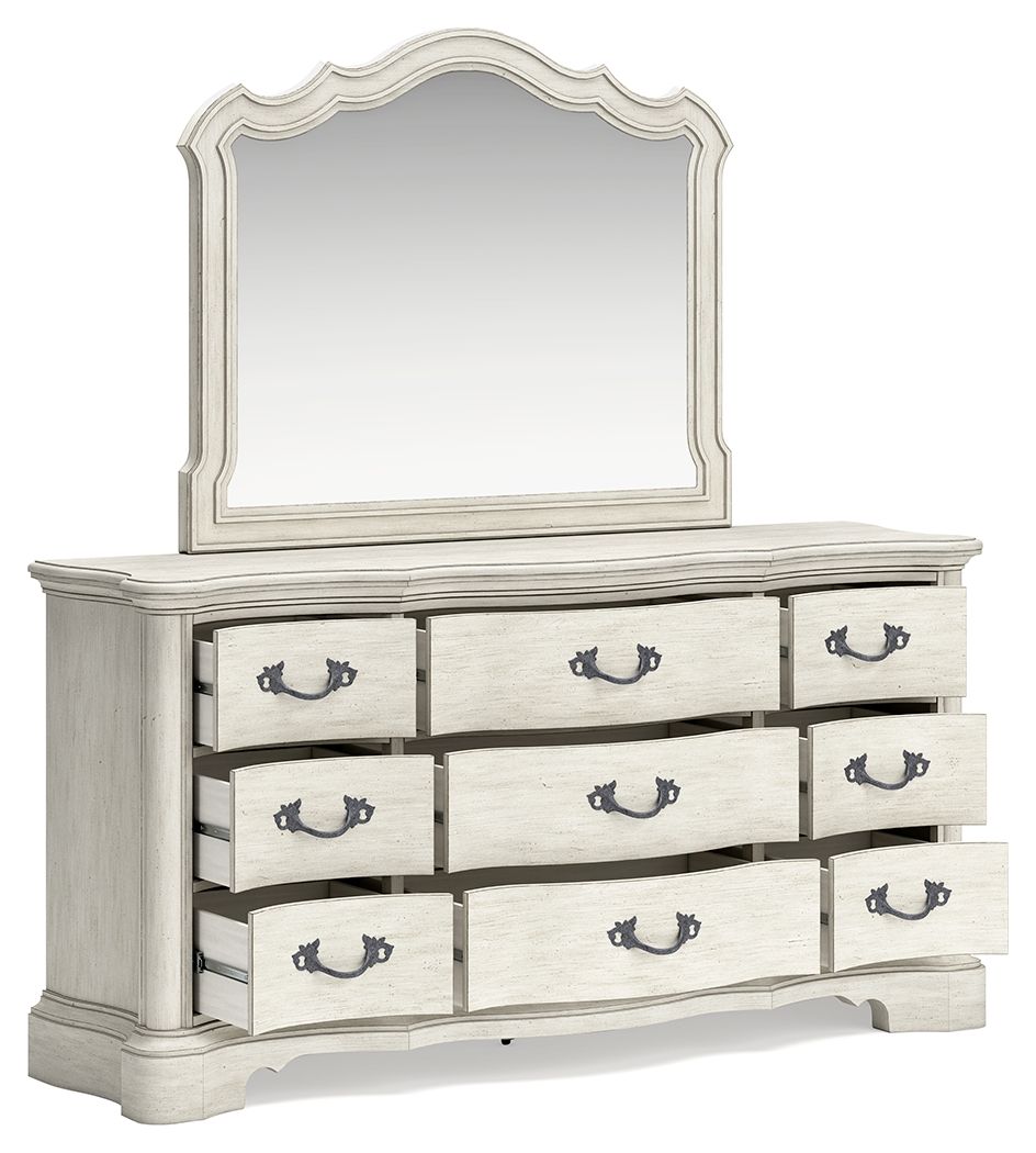 Signature Design by Ashley® Arlendyne - Antique White - Dresser And Mirror | Meri Furniture
