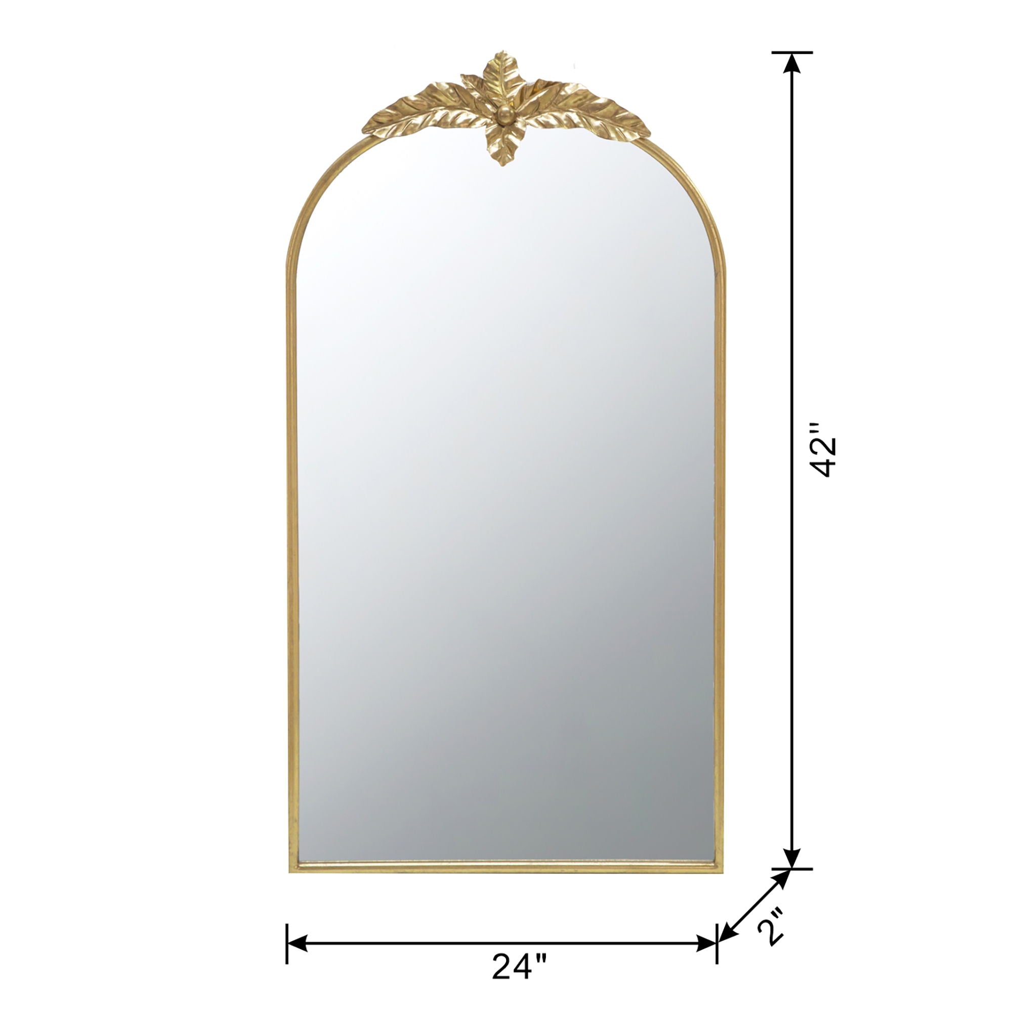 Arched Wall Mirror With Metal Frame, Wall Mirror For Living Room