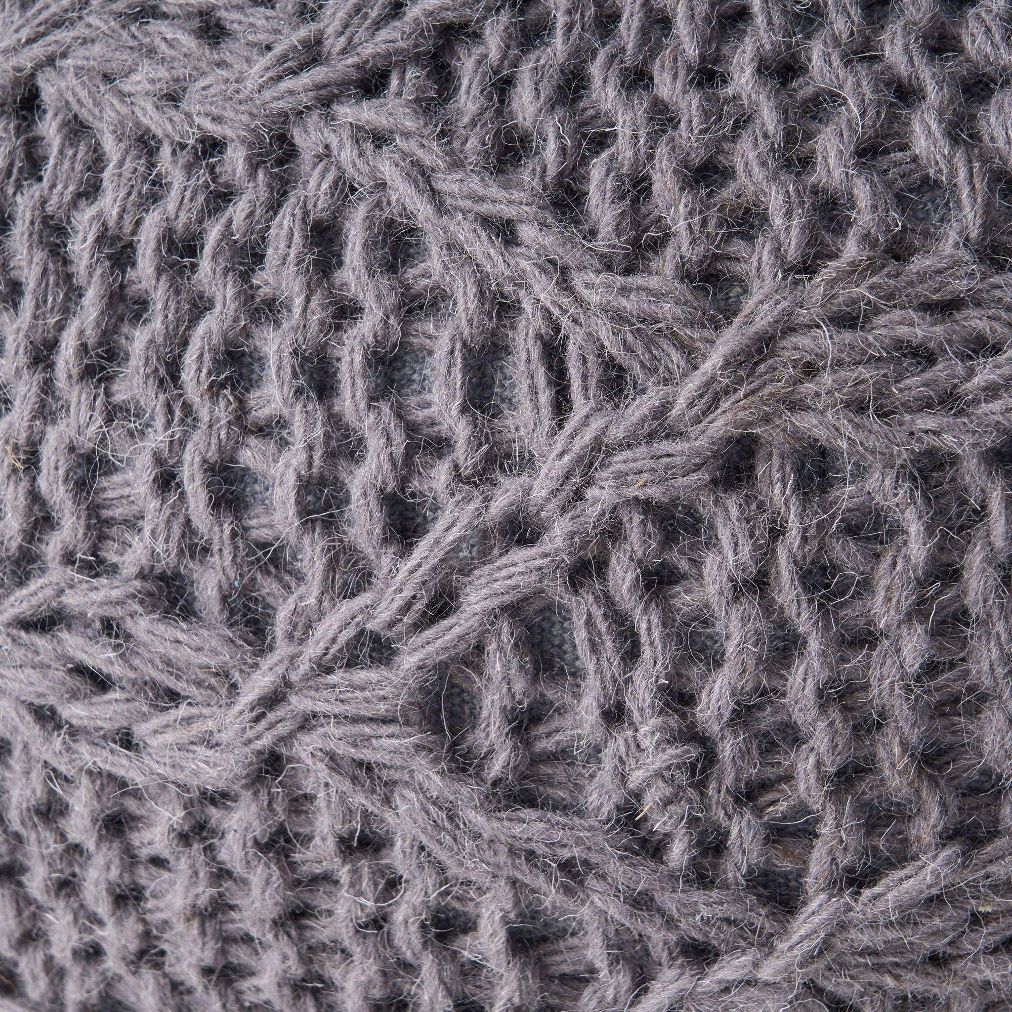 Malibu - Modern Knitted Wool Round Pouf With Handcrafted Design - Charcoal