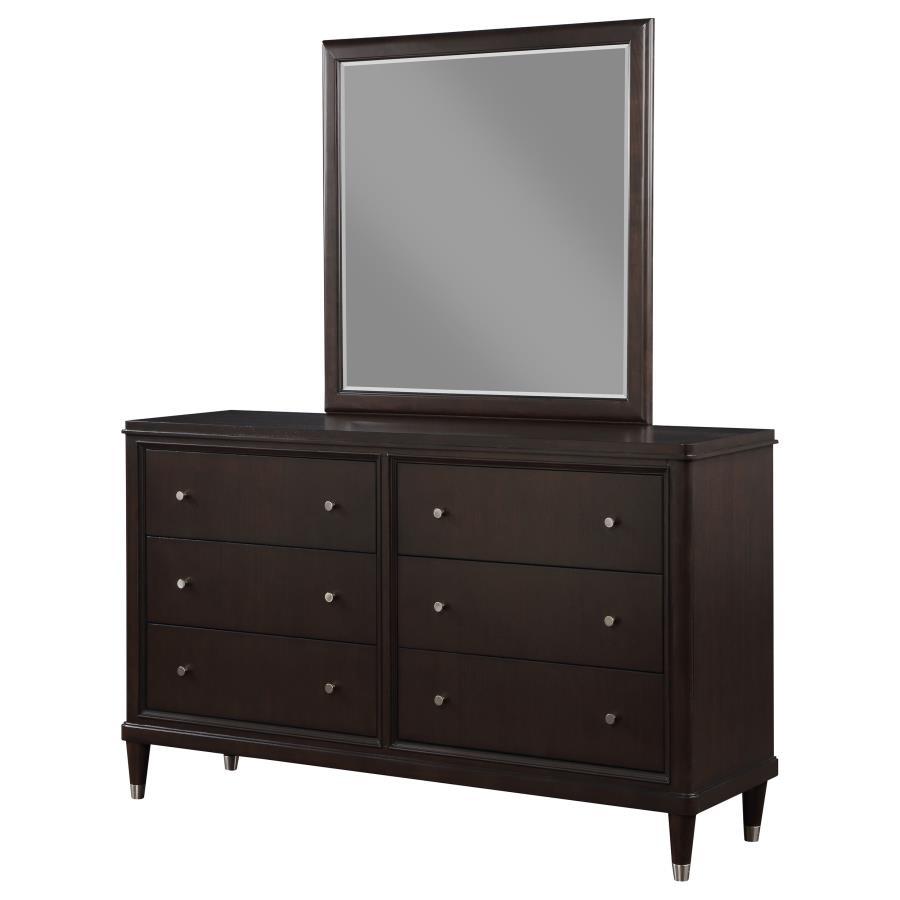 Coaster Fine Furniture Emberlyn - 6-Drawer Dresser With Mirror - Brown | Meri Furniture