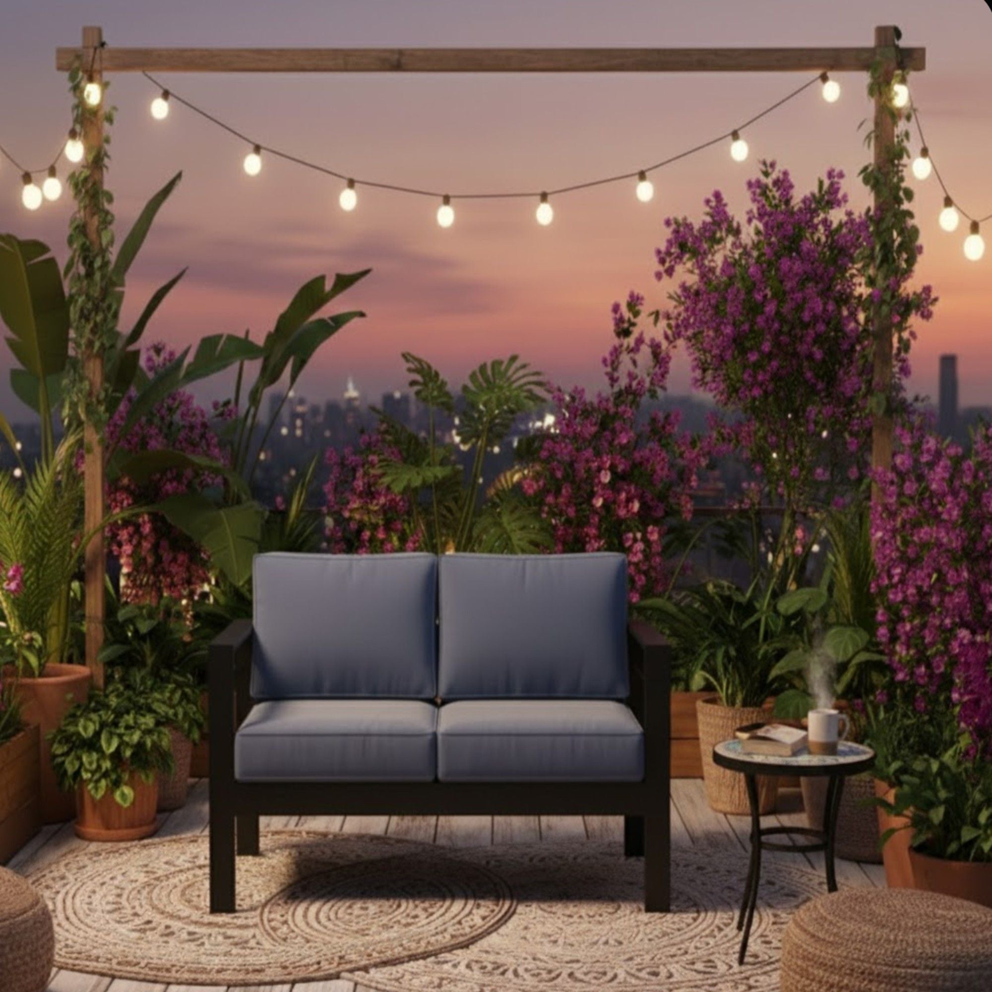 All-Weather Patio Loveseat With Thick Cushions