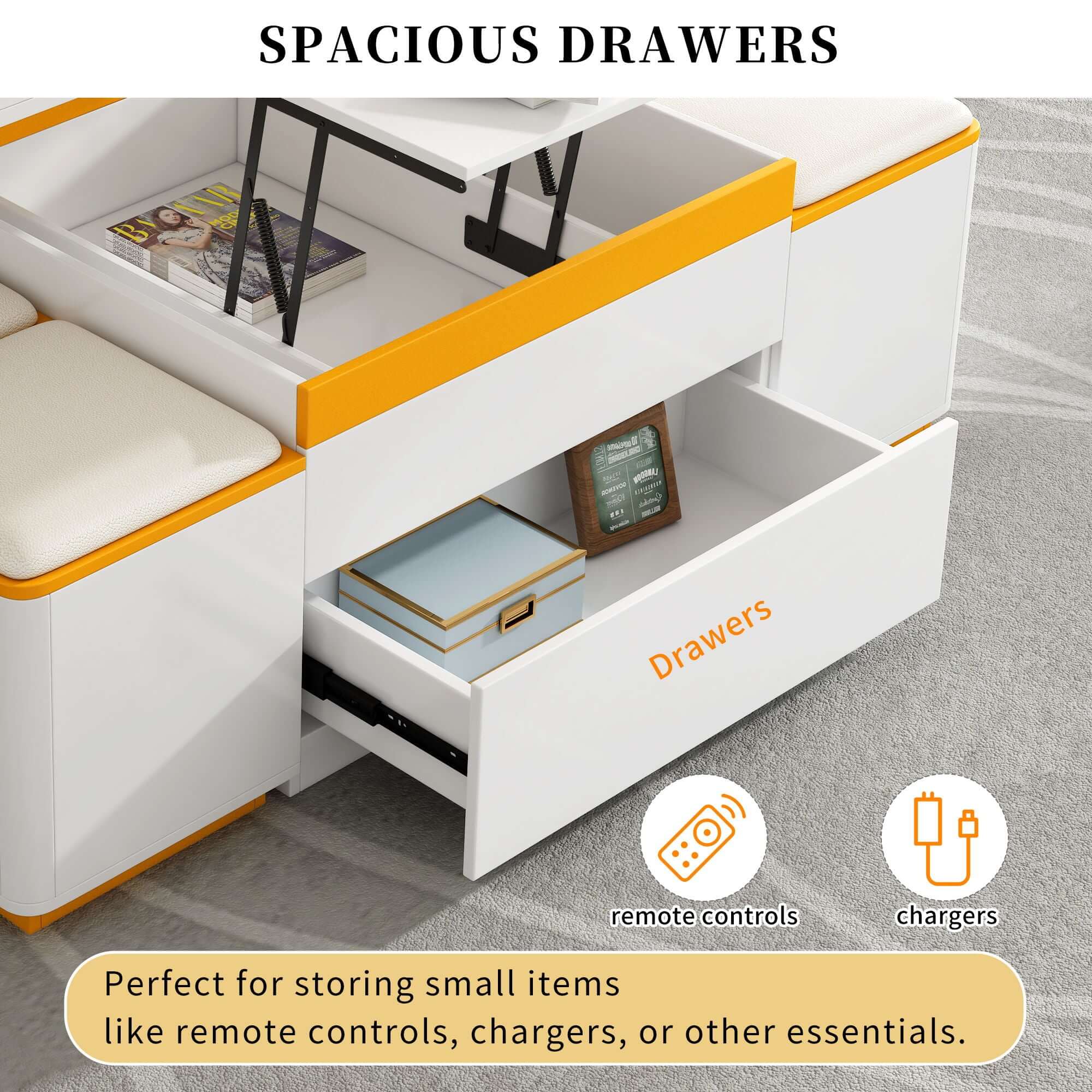 Lift Top Coffee Table With 4 Storage Stools