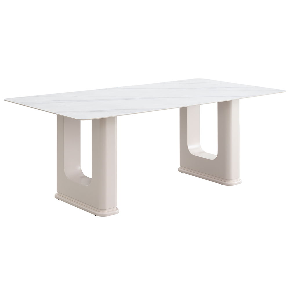 ACME Kalam - Dining Table - Ceramic Top & Beige Finish | Meri Furniture