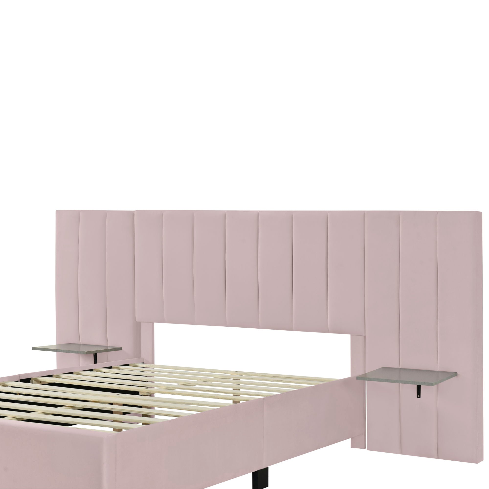 Upholstered Platform Bed With Big Headboard