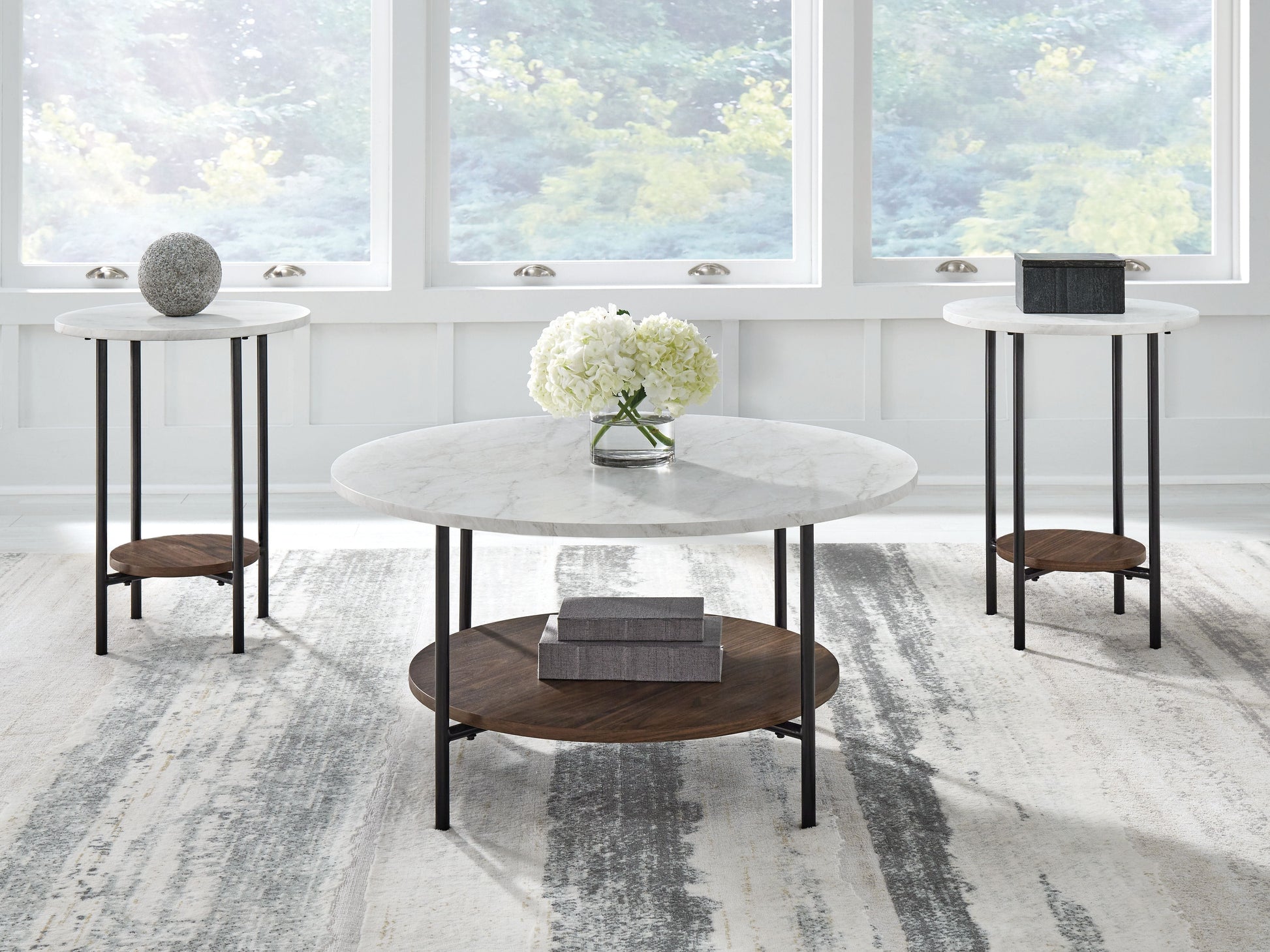 Signature Design by Ashley® Wrenwich - Brown / Black / White - Occasional Table Set (Set of 3) | Meri Furniture