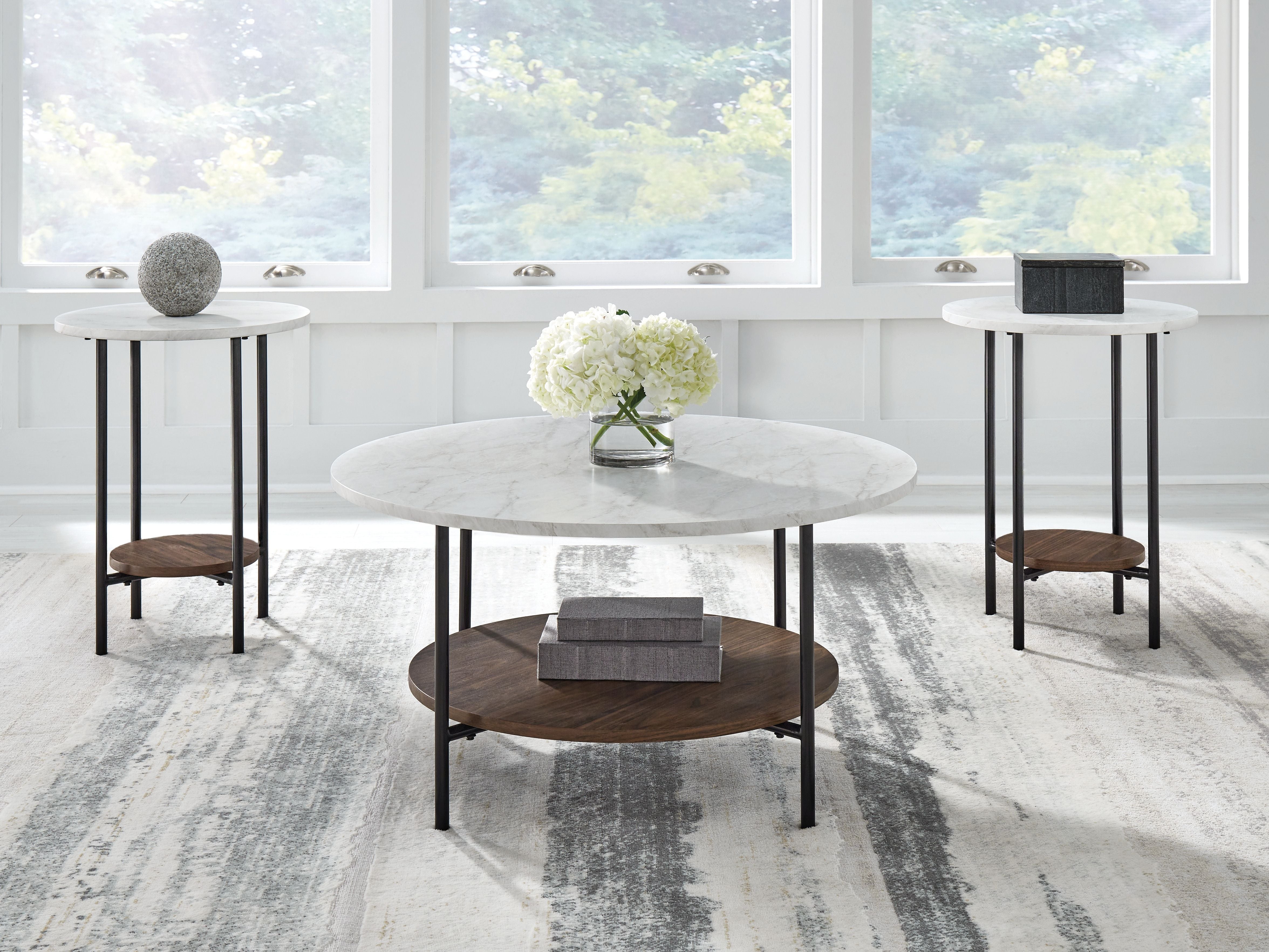 Signature Design by Ashley® Wrenwich - Brown / Black / White - Occasional Table Set (Set of 3) | Meri Furniture