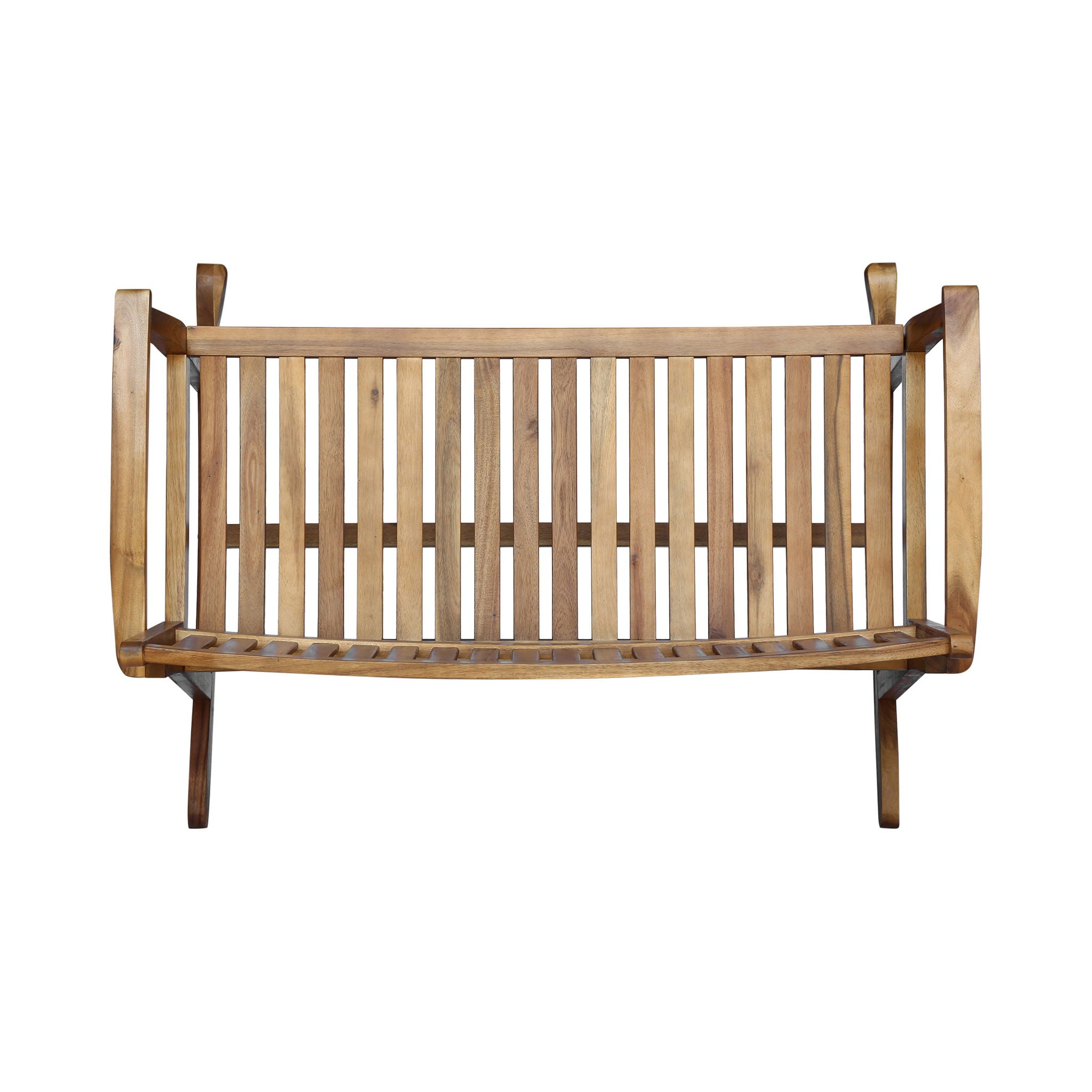 Outdoor Rocking Loveseat With Acacia Wood Frame - Natural