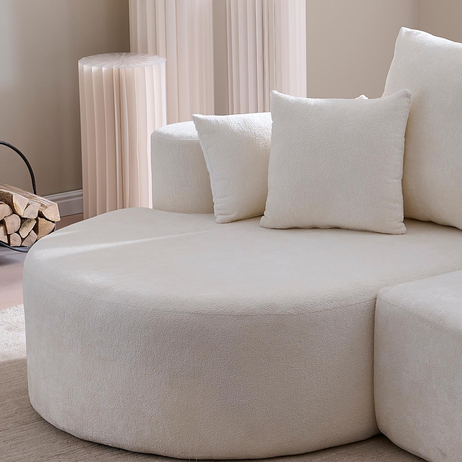 2 Piece Fabric Cloud Curved Sectional Sofa With Chaise For Living Room