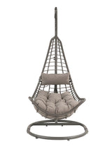 Uzae - Patio Swing Chair - Gray Fabric & Charcaol Wicker