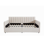 Flora - Upholstered Daybed With 2 Drawers Ribbed Tufted Backrest in Lavish Modern Design