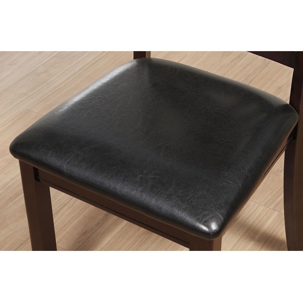 Katrien - Side Chair Set of 2) - Black Synthetic Leather & Espresso