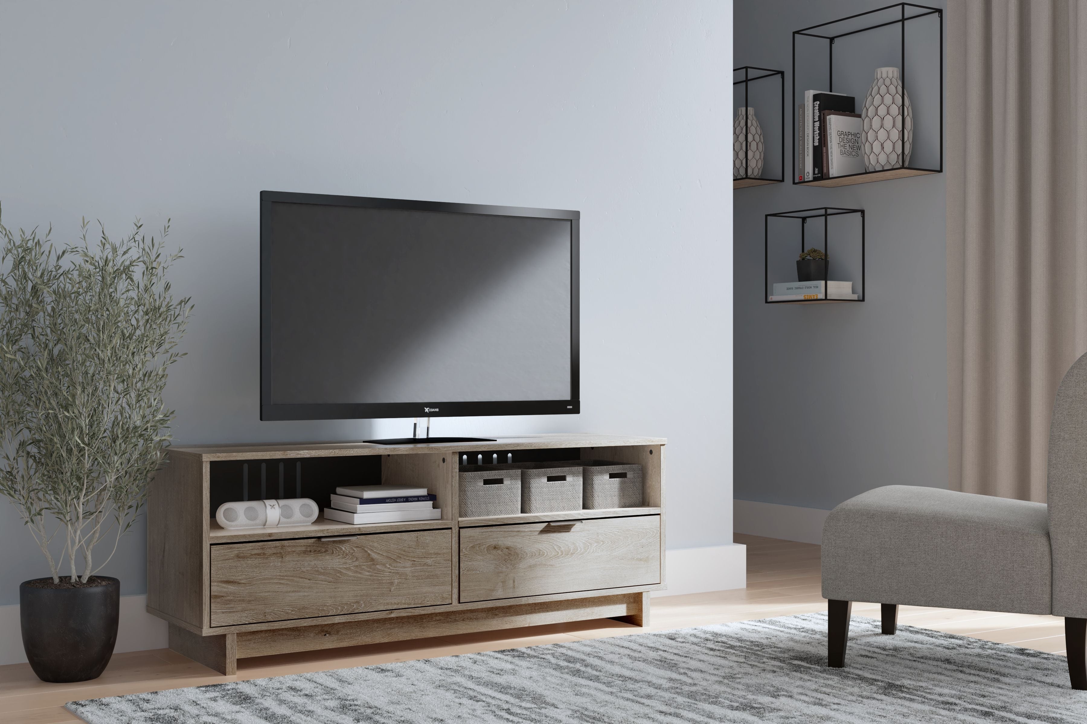 Ashley Furniture Oliah - Natural - Medium TV Stand | Meri Furniture