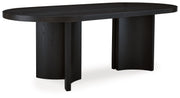 Signature Design by Ashley® Rowanbeck - Black - Oval Dining Room Table | Meri Furniture