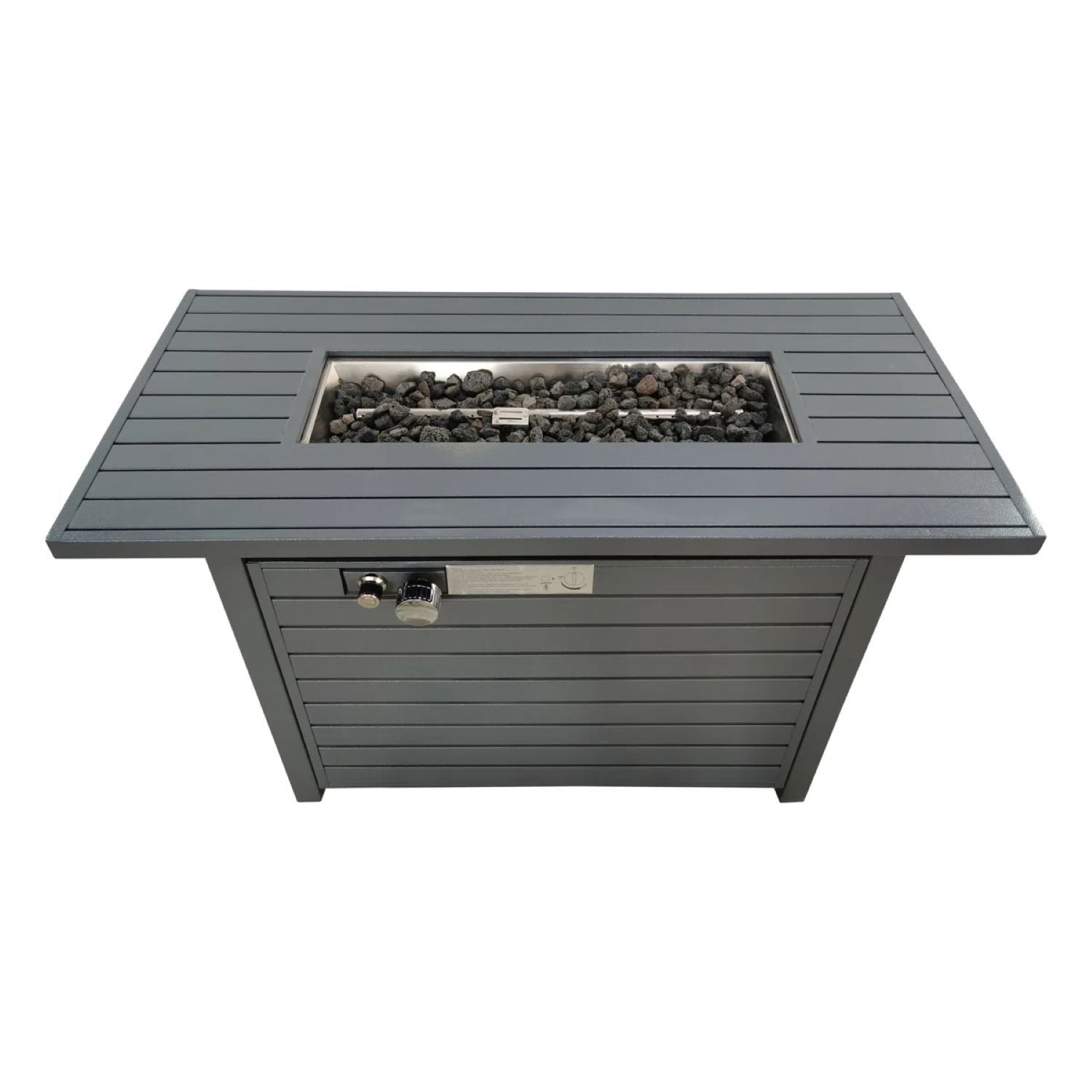 Propane Outdoor Fire Pit Table With Lid - Gray