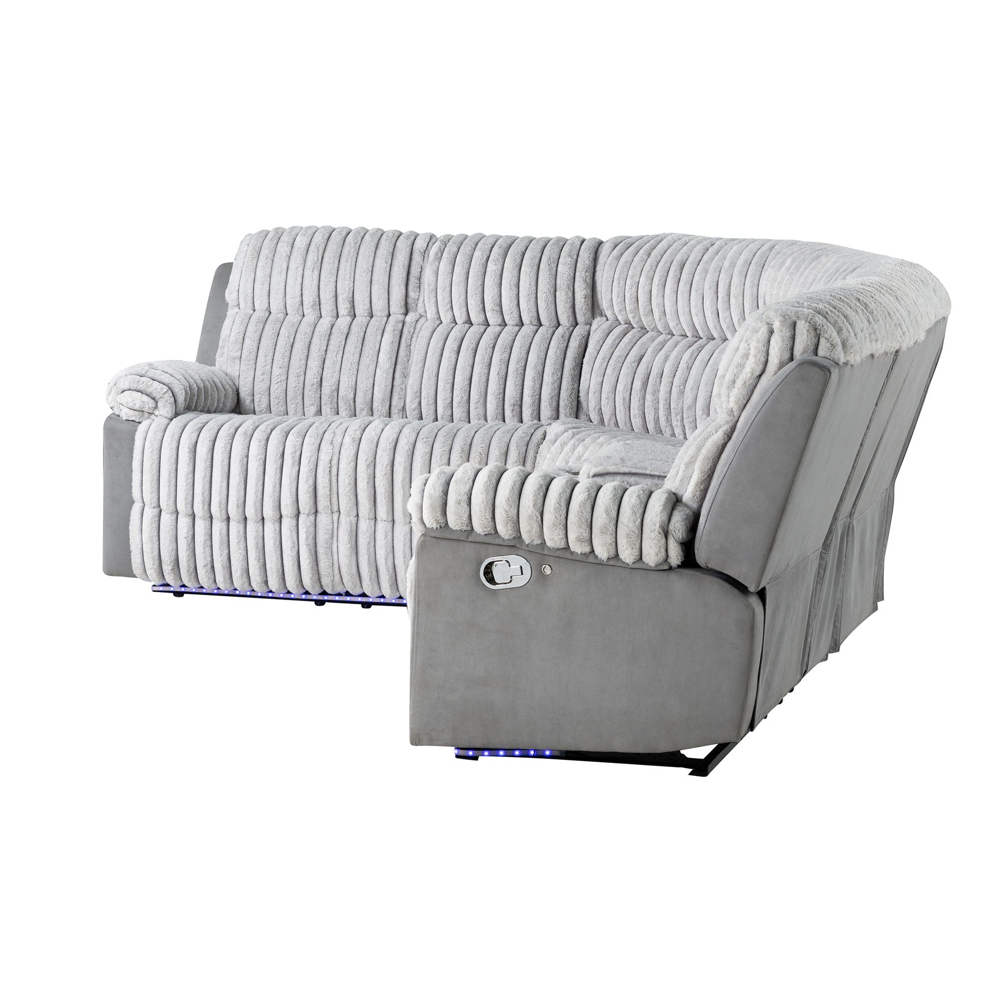 Bruni - Sectional Sofa With LED Lighting And Manual Recline - Gray