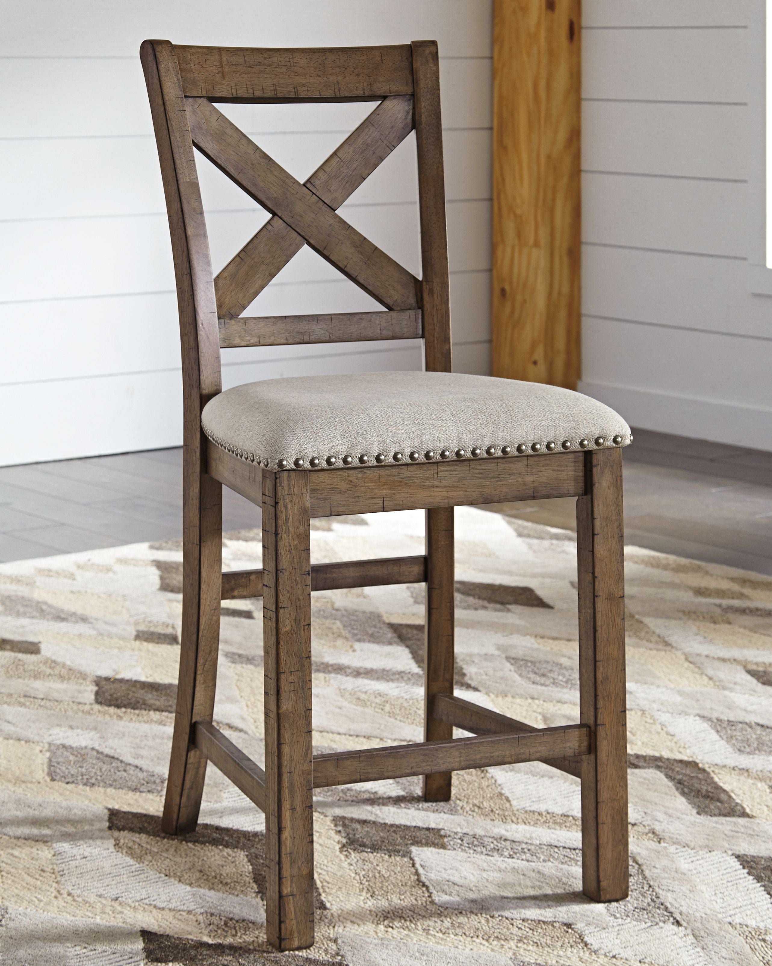 Ashley Furniture Moriville - Beige - Upholstered Barstool (Set of 2) | Meri Furniture