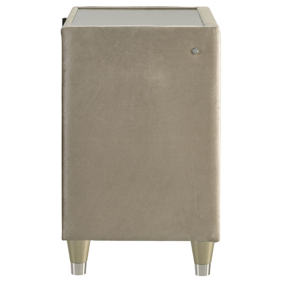 Lorient - 2-Drawer LED Nightstand With USB - Ivory And Camel