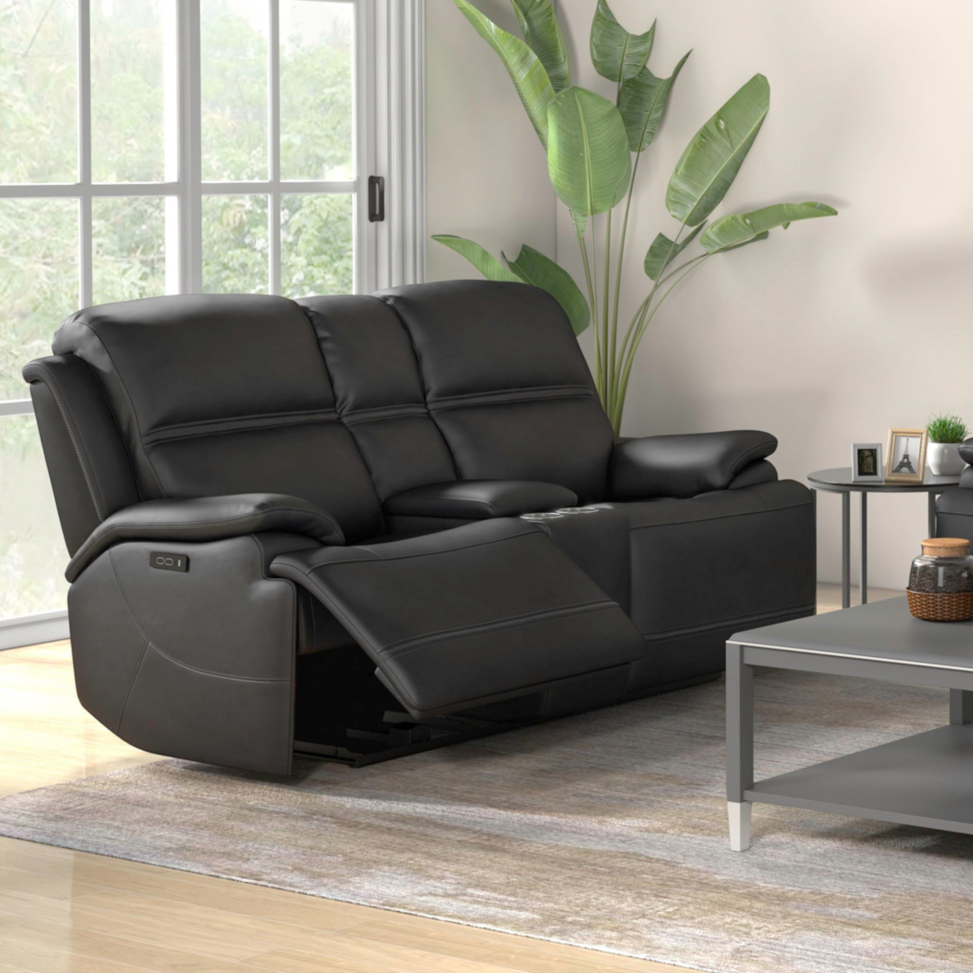 Liberty Furniture Bentley - Loveseat With Console P2 & ZG - Graphite | Meri Furniture