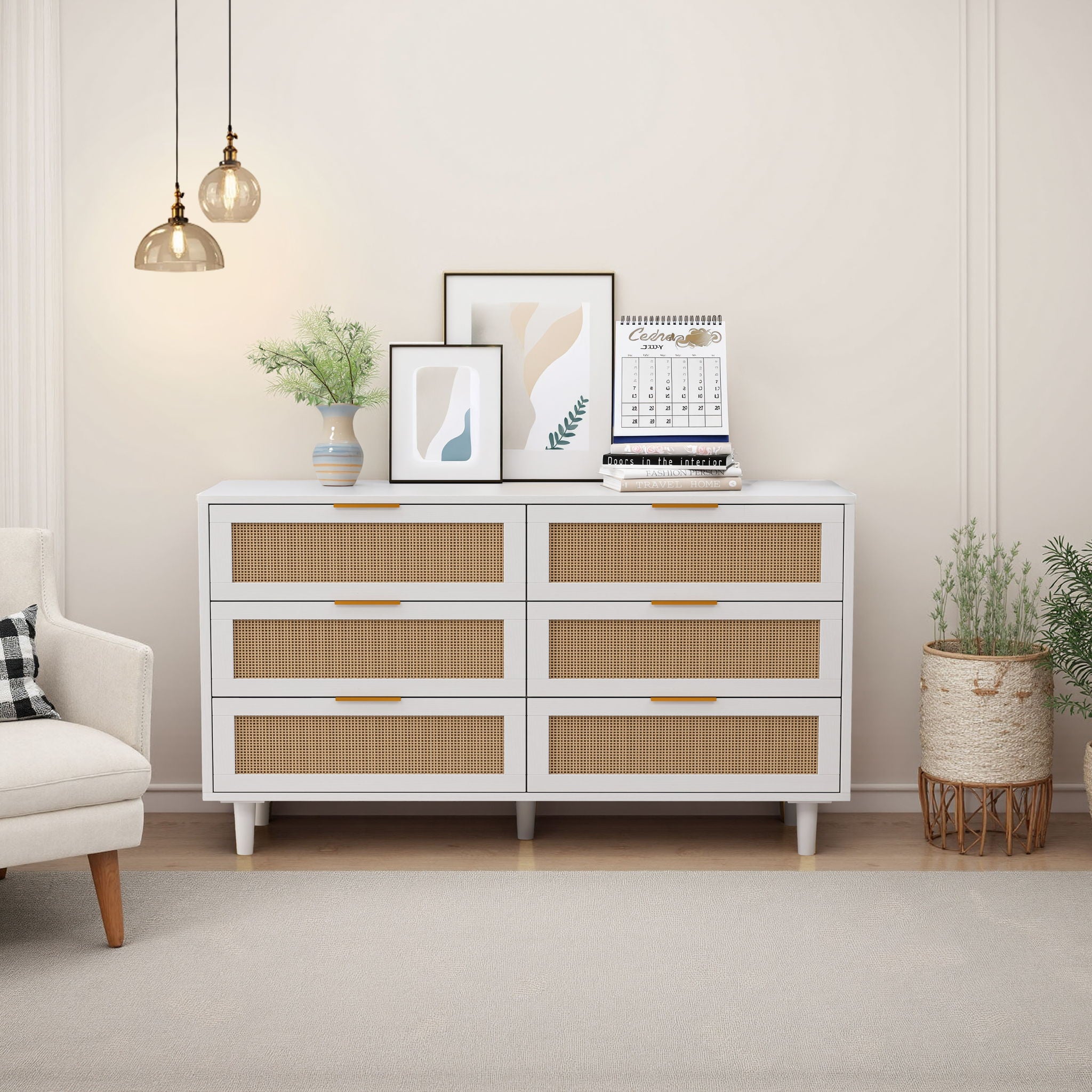 6 Drawer Storage Modern Cabinet For Bedroom