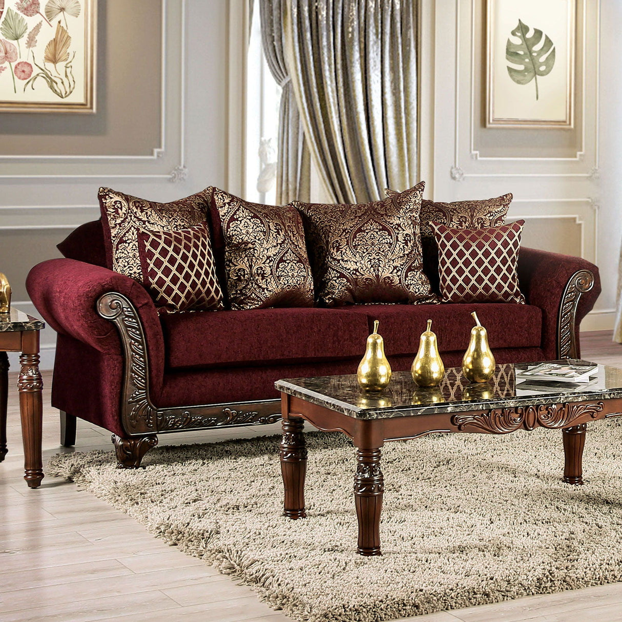 Letizia - Sofa - Wine / Walnut