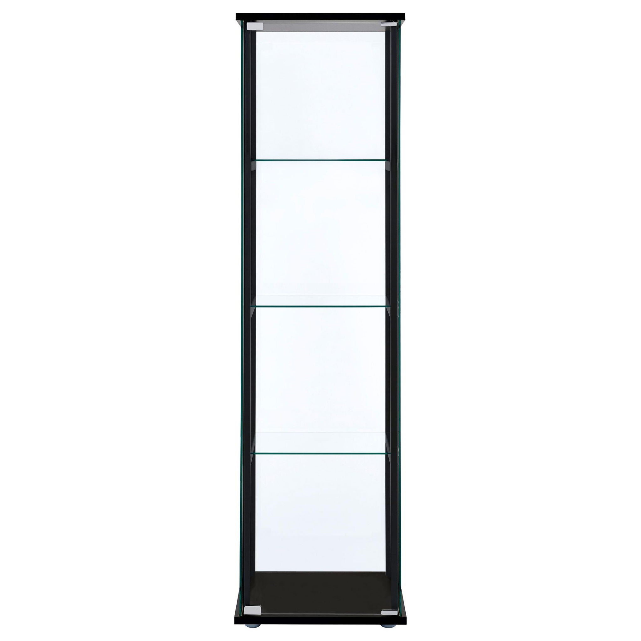Cyclamen 4-shelf Clear Glass Curio Display Cabinet Black