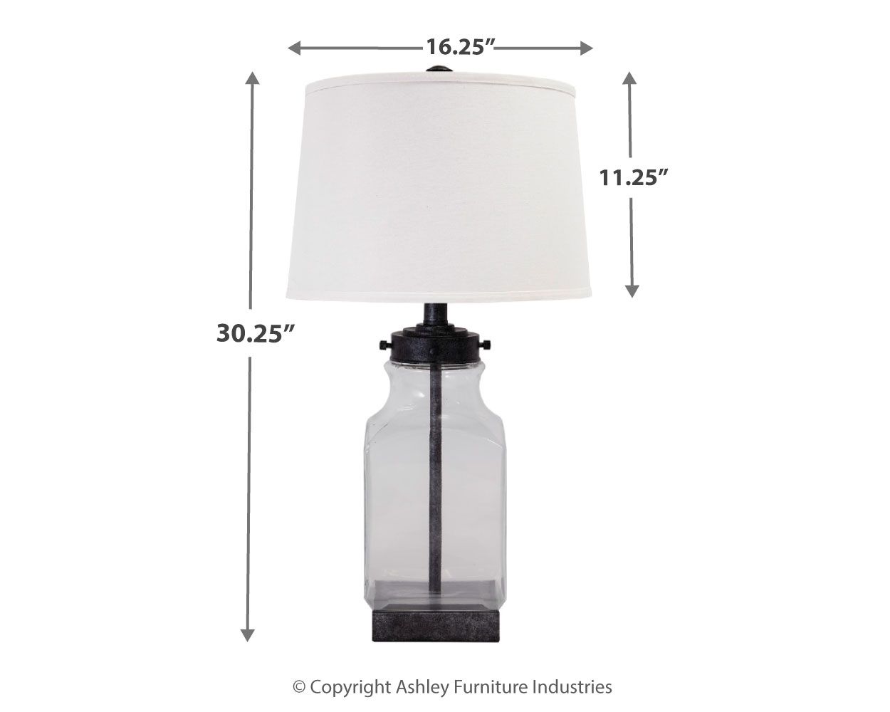 Ashley Furniture Sharolyn - Transparent / Silver Finish - Glass Table Lamp | Meri Furniture