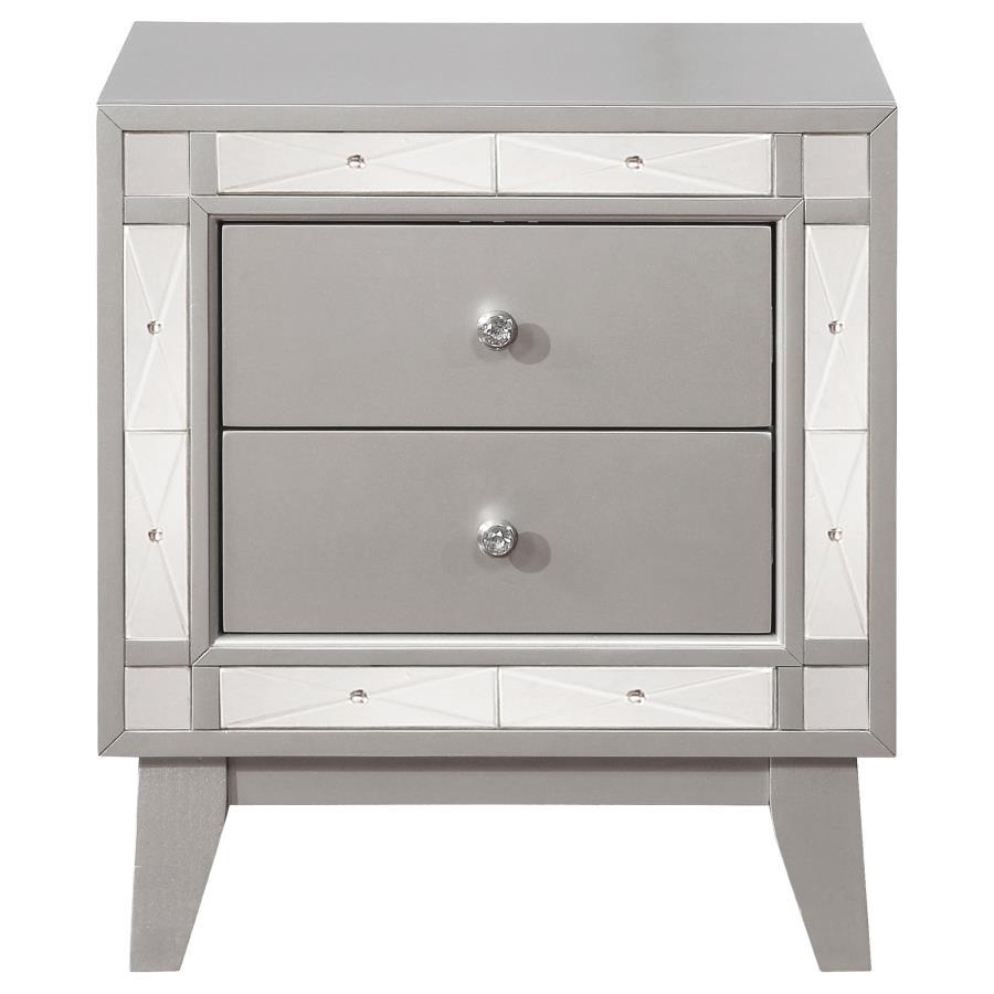 Leighton - 2-Drawer Nightstand - Metallic Mercury