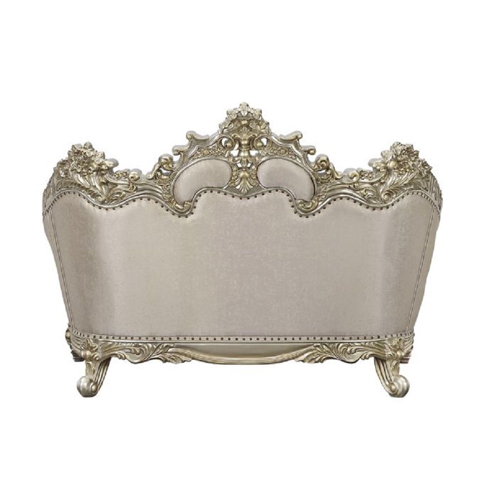 ACME Danae - Loveseat - Fabric, Champagne & Gold Finish | Meri Furniture