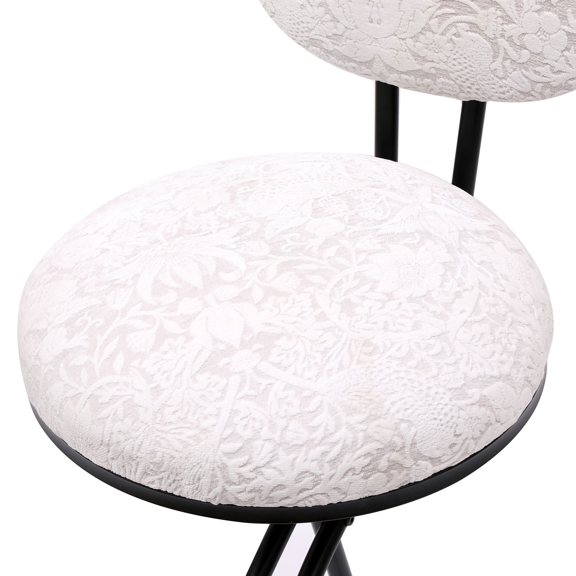 Round Print Bar Stools Upholstered Chairs For Kitchen (Set of 2)