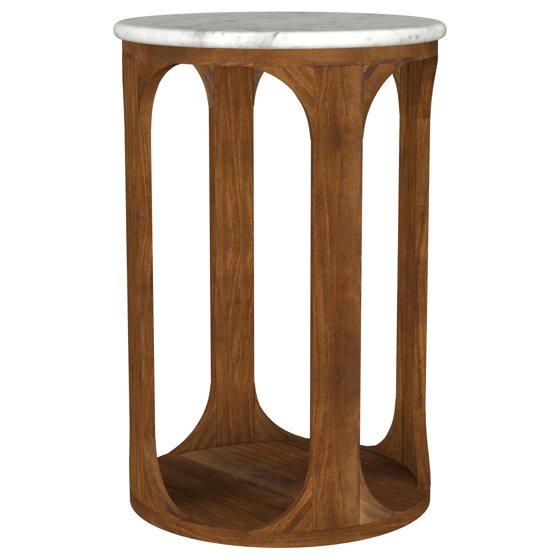 Coaster Fine Furniture Berkeley - Round Marble Top Side Table - White And Brown | Meri Furniture