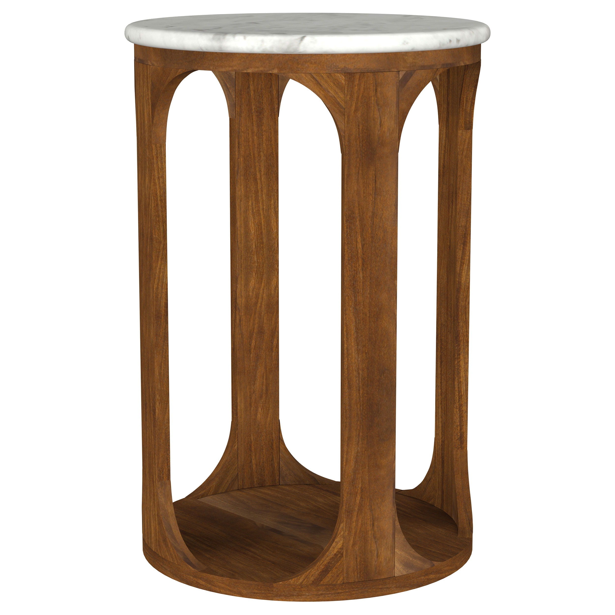 Coaster Fine Furniture Berkeley - Round Marble Top Side Table - White And Brown | Meri Furniture