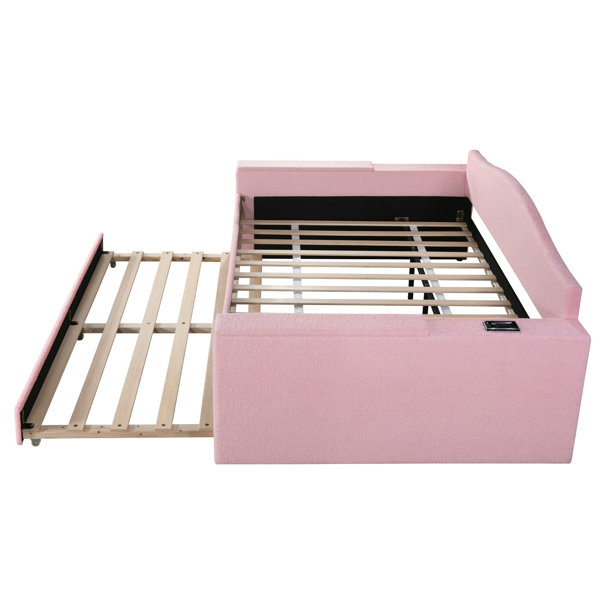 Upholstered Daybed With Storage Armrests, Trundle And Latest Integrated Bluetooth Audio System