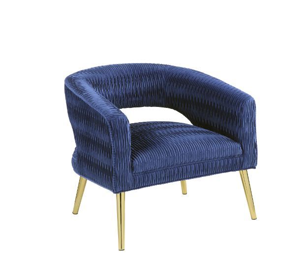 ACME Aistil - Accent Chair - Blue Velvet & Gold Finish | Meri Furniture