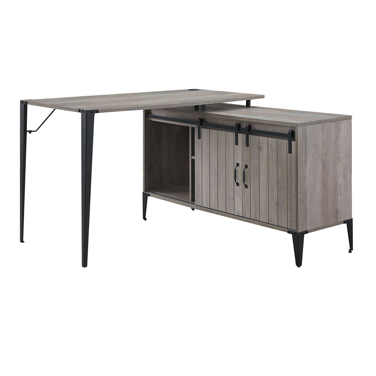 ACME Zakwani - Writing Desk - Gray Oak & Black Finish - 31" | Meri Furniture