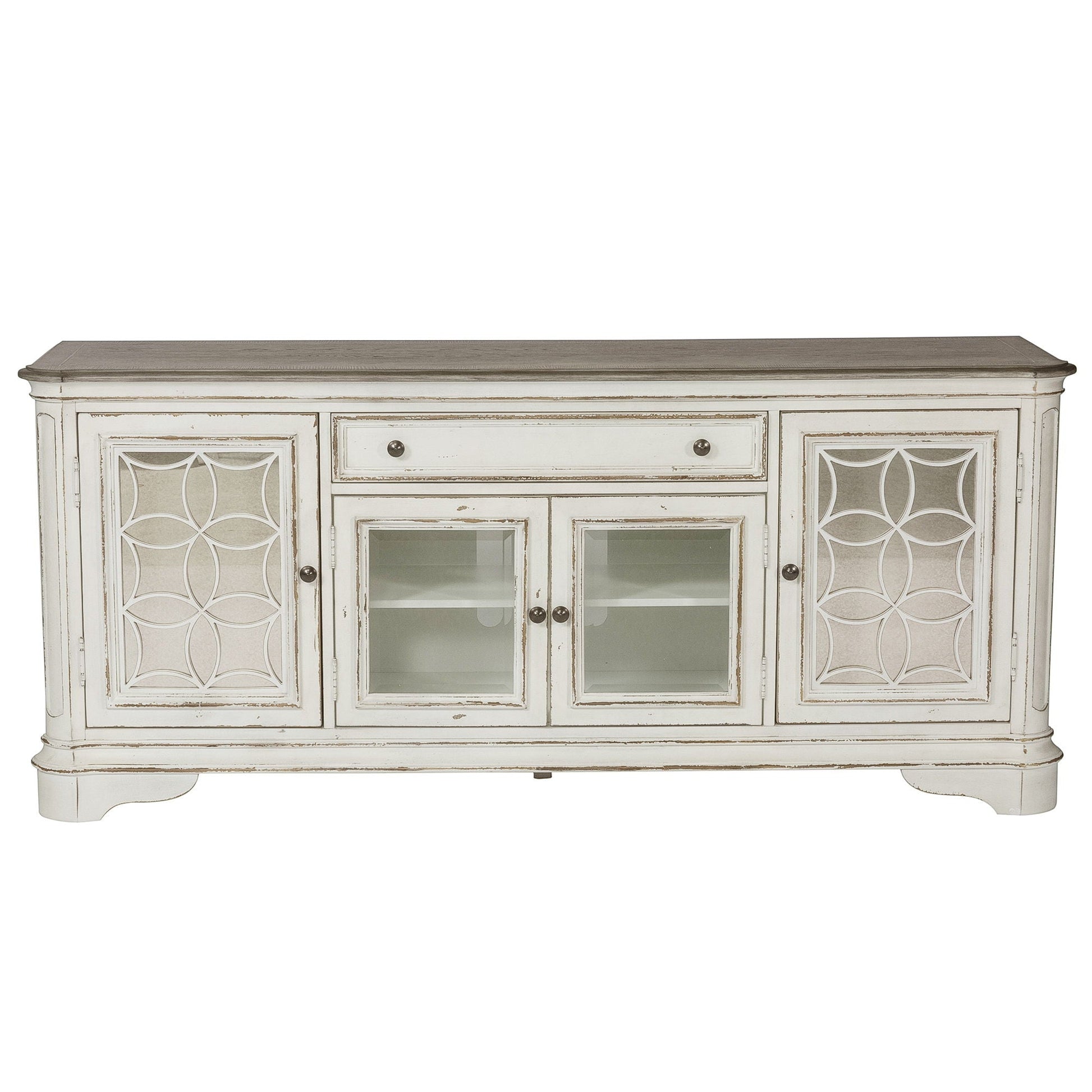 Liberty Furniture Magnolia Manor - Entertainment TV Stand - White - Glass Doors | Meri Furniture
