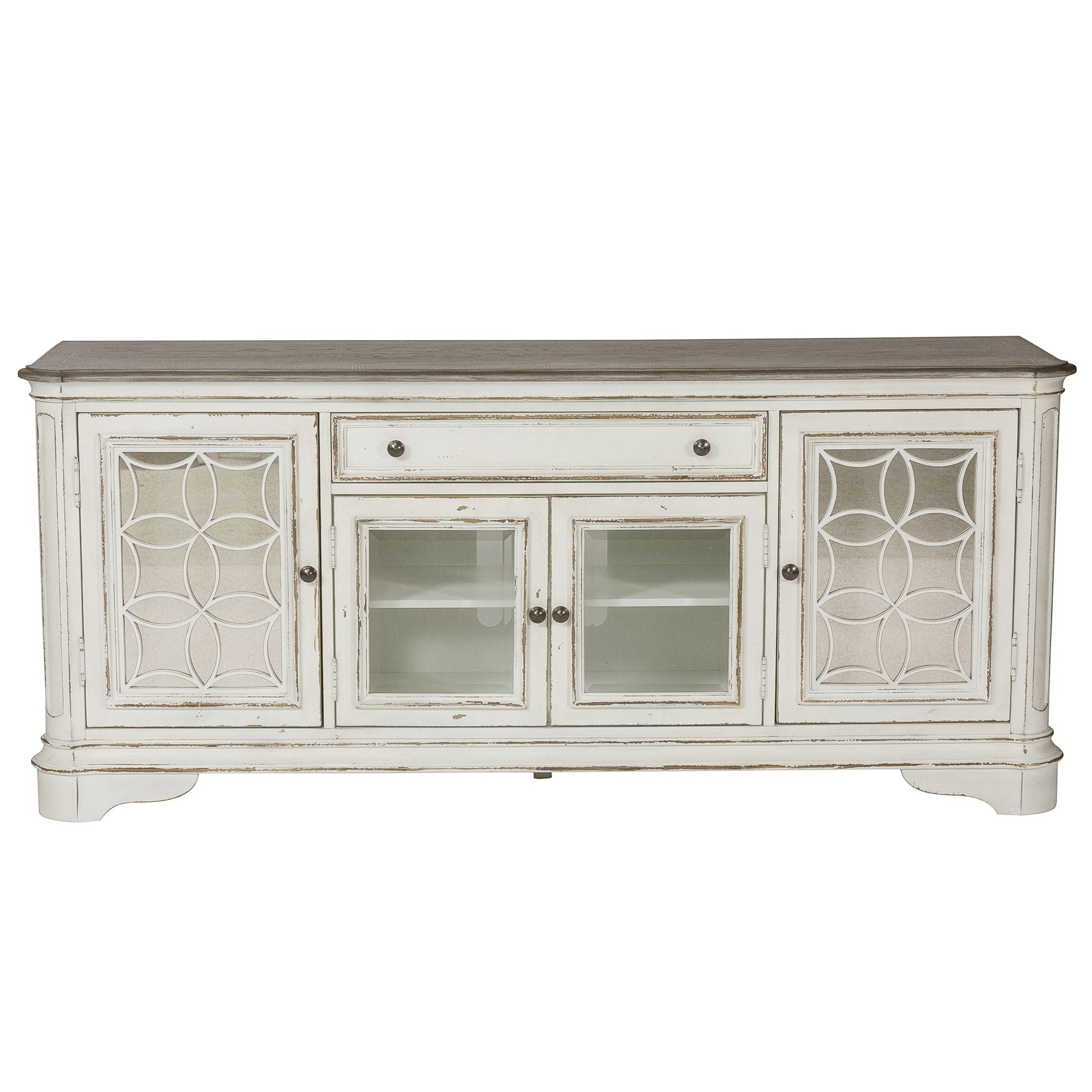 Liberty Furniture Magnolia Manor - Entertainment TV Stand - White - Glass Doors | Meri Furniture