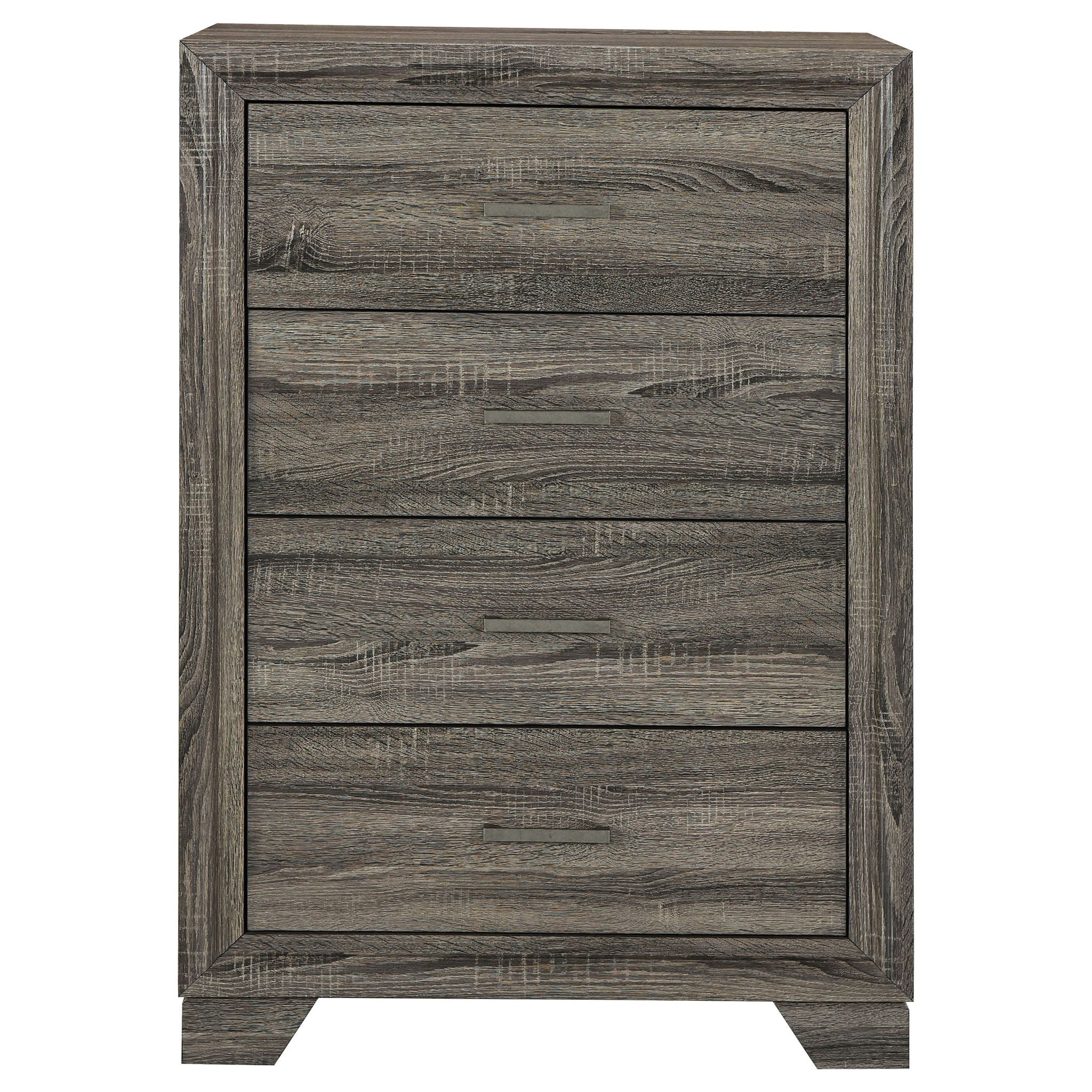 Funston - 4 Drawer Chest Of Drawers With Bar Handles - Brown Oak