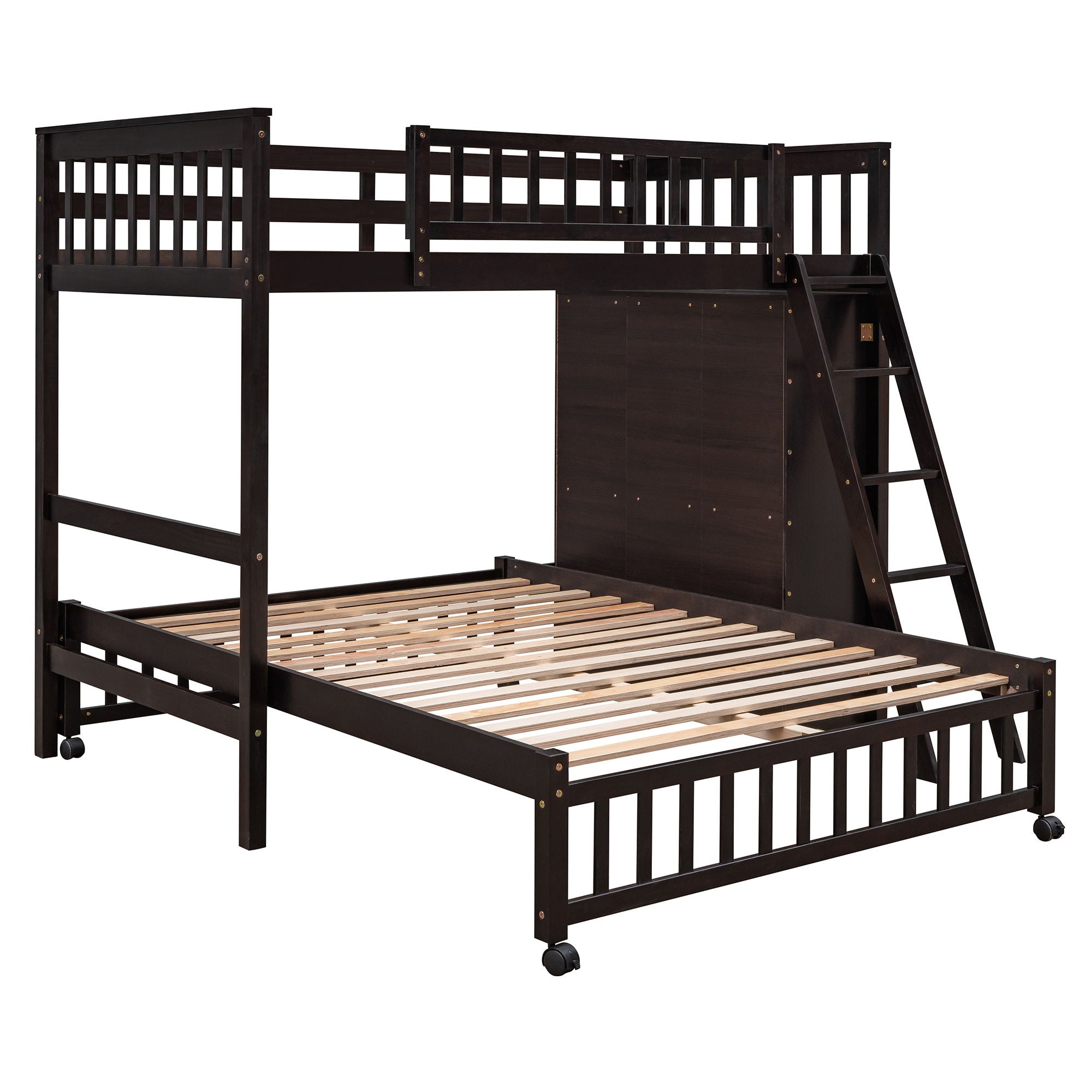 Bunk Bed With 6 Drawers And Flexible Shelves, Bottom Bed With Wheels