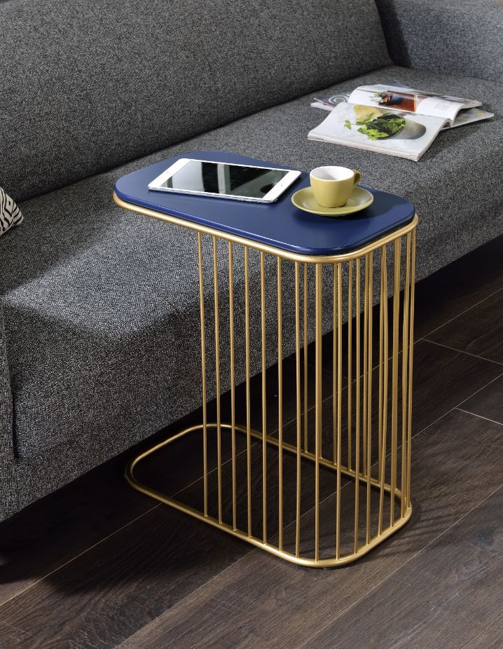 ACME Aviena - Accent Table - Blue & Gold Finish | Meri Furniture