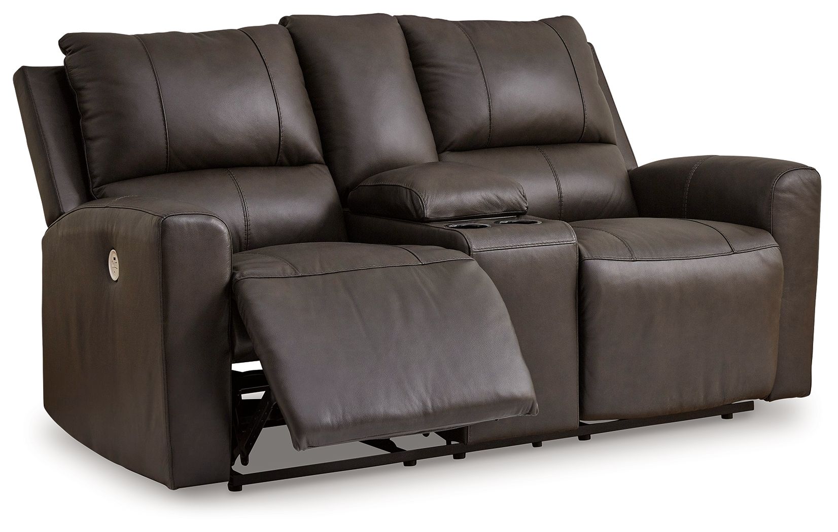 Signature Design by Ashley® Boxmere - Storm - Dbl Power Reclining Loveseat With Console | Meri Furniture