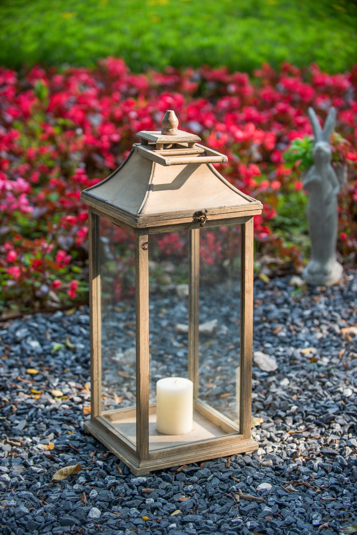 Candle Lantern Decorative, Hurricane Lantern Holder Decor For Indoor Outdoor, Home Garden Wedding - Ivory