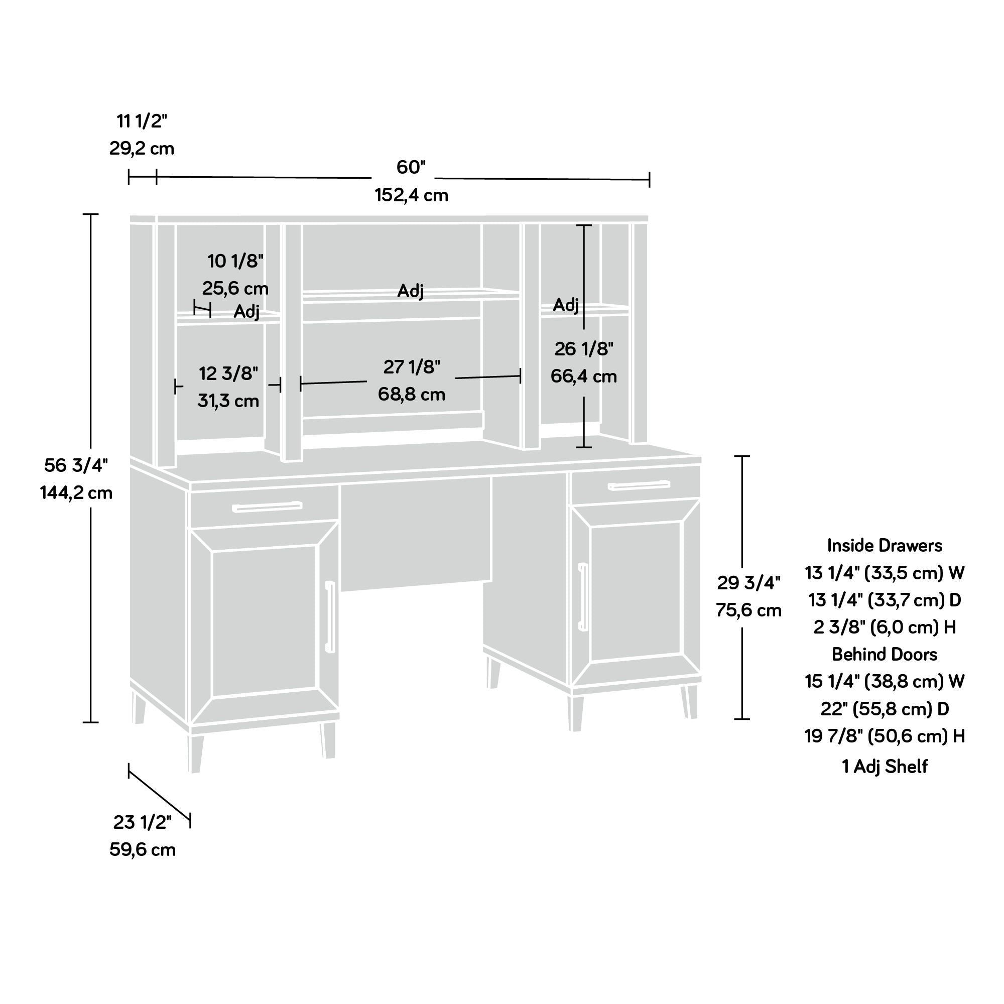 Double Pedestal Desk & Hutch Bundled Set