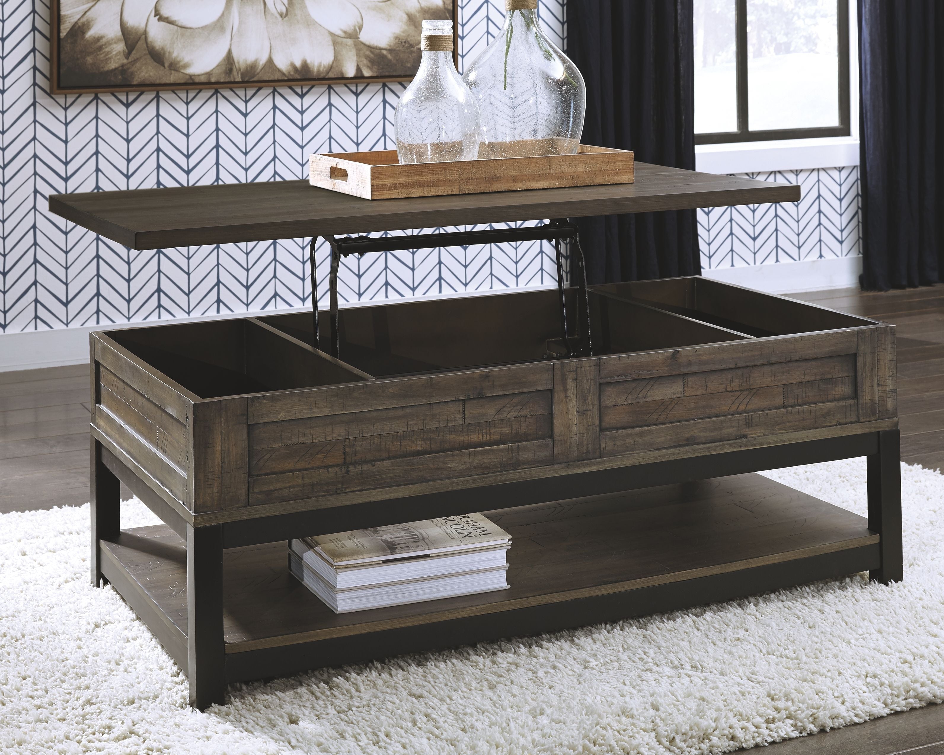 Ashley Furniture Johurst - Grayish Brown - Lift Top Cocktail Table | Meri Furniture