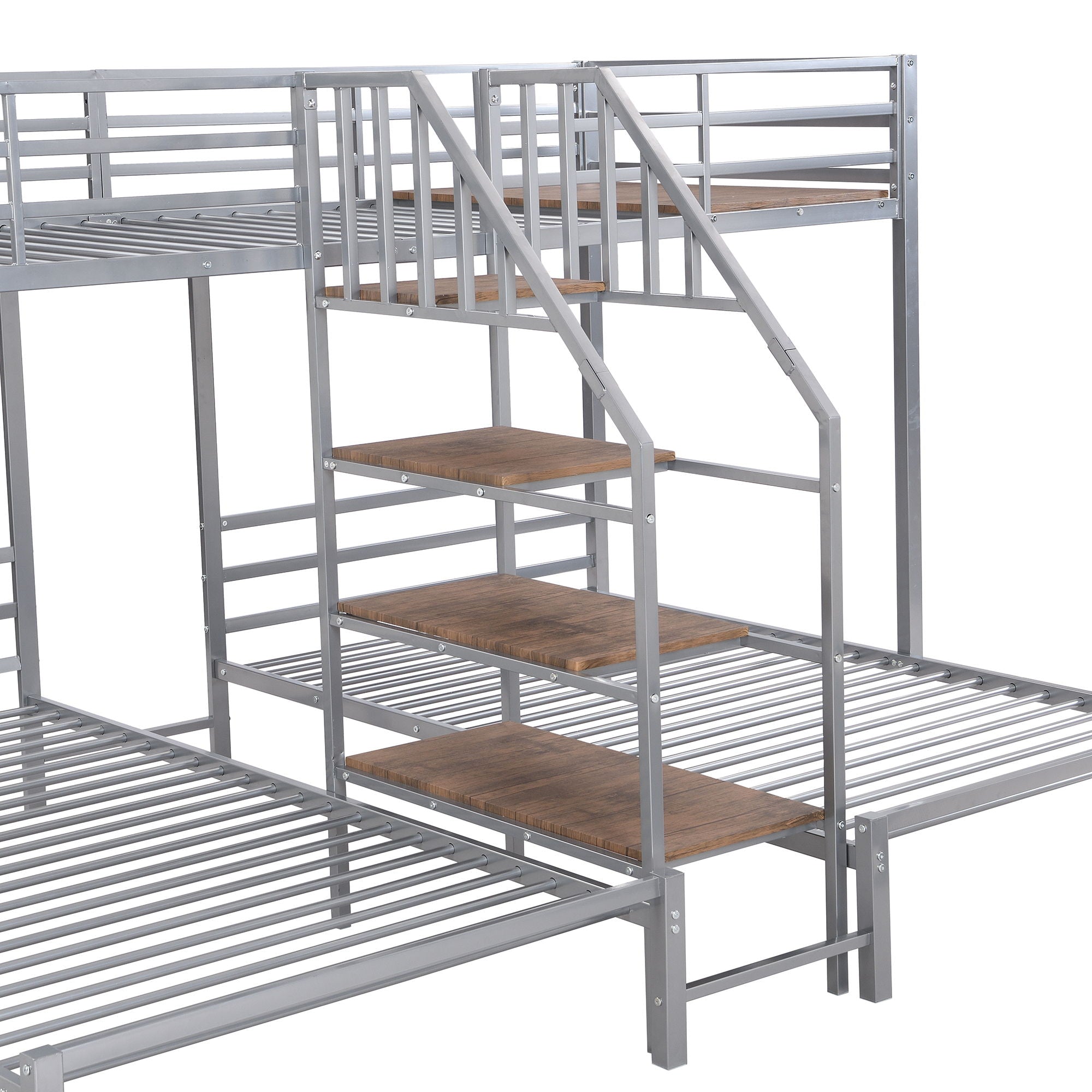 Metal Bunk Bed With Storage Shelves Staircase